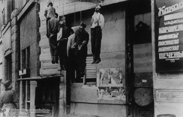 Occupation Terror in the Soviet Union: Partisans are Hanged to Deter Others (c. 1943)